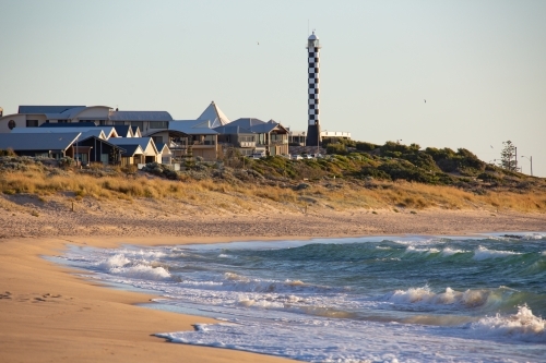 beach at Bunbury looking towards lighthouse - Australian Stock Image