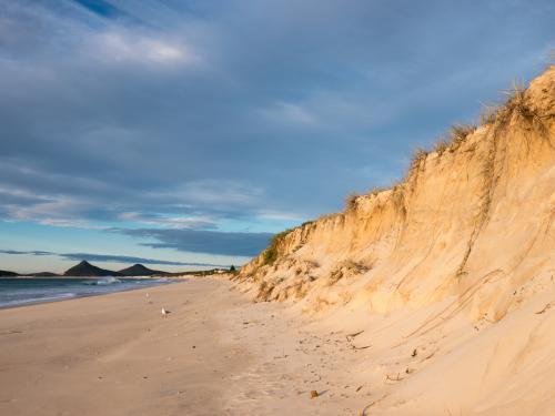 Beach sand dune erosion caused by a big storm - Australian Stock Image