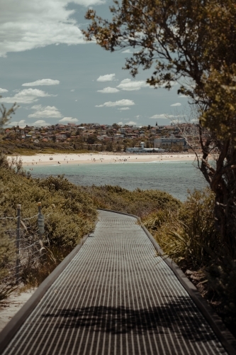 Beach views from a coastal walking track near Maroubra Beach - Australian Stock Image