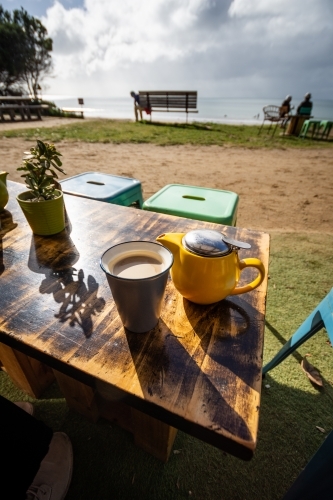 Beachside Coffee in Lorne, Victoria - Australian Stock Image