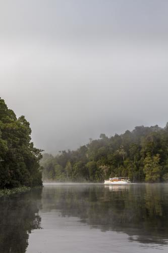 Beautiful old wooden boat on the water - Australian Stock Image