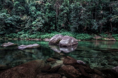 Beautiful swimming hole in the rainforest - Australian Stock Image