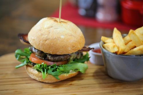 Beef burger and chips