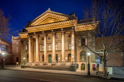 Bendigo Art Gallery with Night Lights - Australian Stock Image