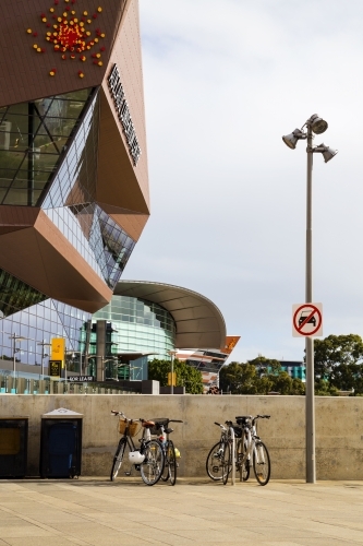 Bikes near Convention Centre buildings - Australian Stock Image
