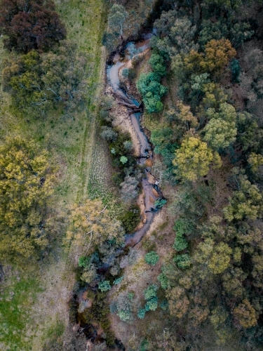 Birds eye view of small creek