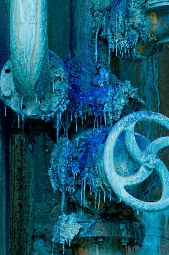 Blue Copper pipes - Australian Stock Image