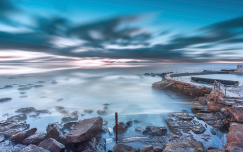 Blue sunrise at Bronte Pool - Australian Stock Image
