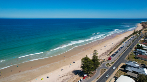 Blue water coastline along Christies beach - Australian Stock Image