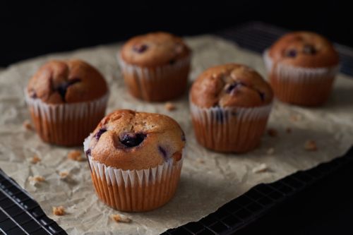 Blueberry muffins on cooling rack. - Australian Stock Image
