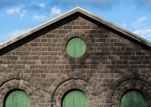 Bluestone warehouse with arches - Australian Stock Image