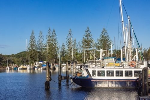 Boats moored at the Brunswick Heads marina - Australian Stock Image