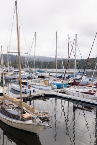 Boats moored at the marina in Kettering, Tasmania - Australian Stock Image