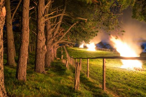 Bonfires in a paddock on a rural property