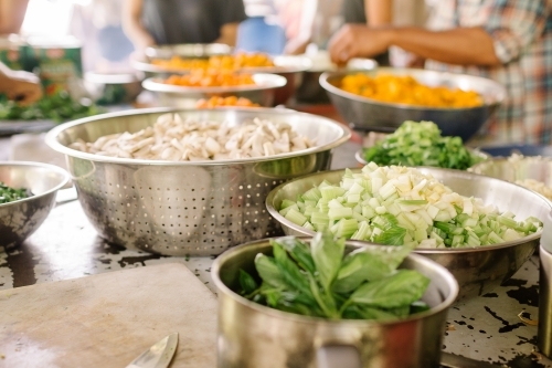 Bowls of prepped food - Australian Stock Image