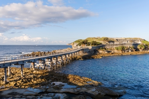 Bridge to Bare Island from a distance - Australian Stock Image