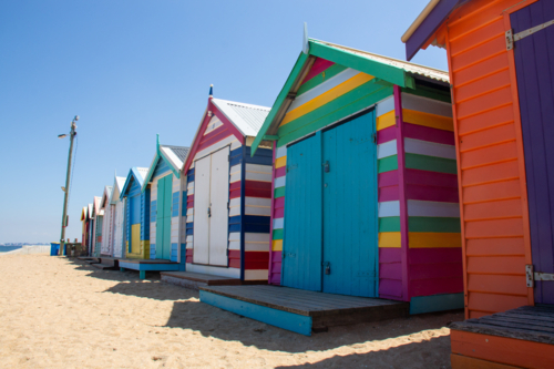 Brighton Bathing Boxes - Australian Stock Image