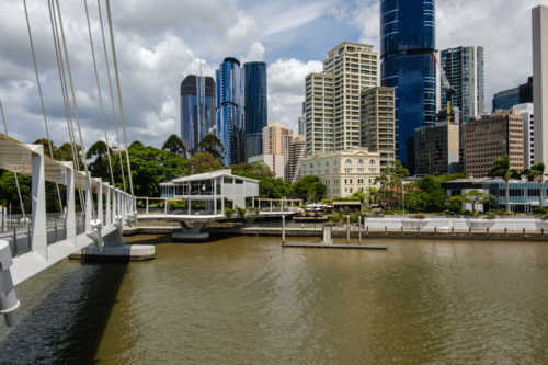 Brisbane CBD and The Kangaroo Point Bridge - Australian Stock Image
