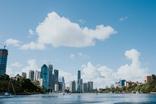 Brisbane CBD cityscape with Brisbane River in the foreground - Australian Stock Image