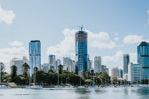 Brisbane CBD cityscape with Brisbane River in the foreground - Australian Stock Image
