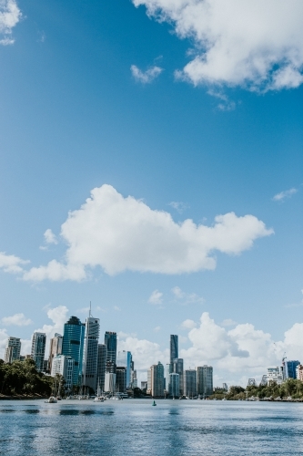 Brisbane CBD cityscape with Brisbane River in the foreground - Australian Stock Image