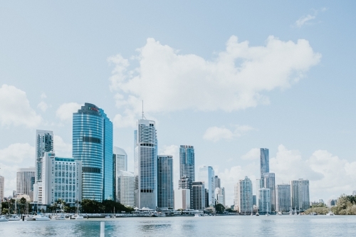 Brisbane CBD cityscape with Brisbane River in the foreground - Australian Stock Image
