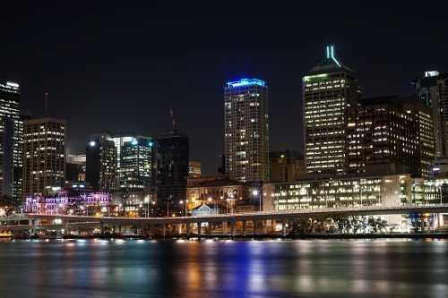 Brisbane skyline at night - Australian Stock Image