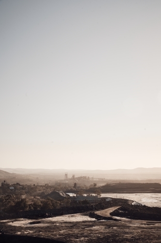 Broken Hill mining scene with clear sky and dusty tones - Australian Stock Image