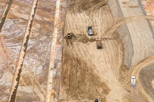 Bulldozers doing earth work on industrial construction site - Australian Stock Image