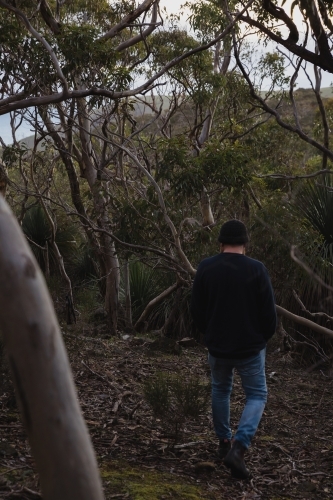 Bush walking through the scrub - Australian Stock Image