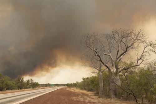 bushfire smoke across highway in north west australia