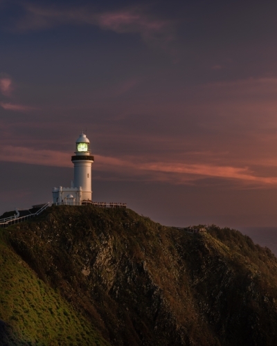 Byron Bay lighthouse an sunrise - Australian Stock Image