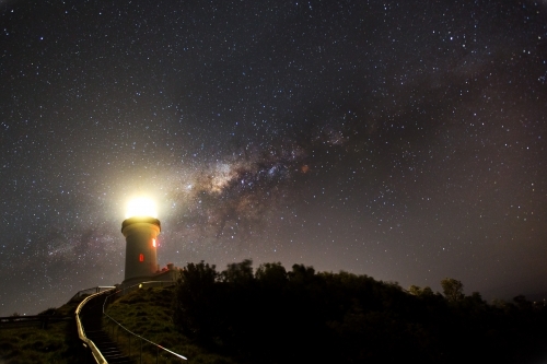 Byron Bay lighthouse and Milky Way - Australian Stock Image