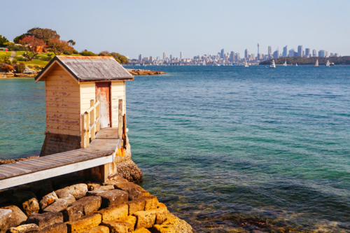 Camp Cove near Watson's Bay on a warm winter's day in Sydney, Australia - Australian Stock Image