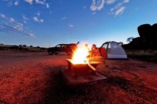 Campfire and camping - Australian Stock Image
