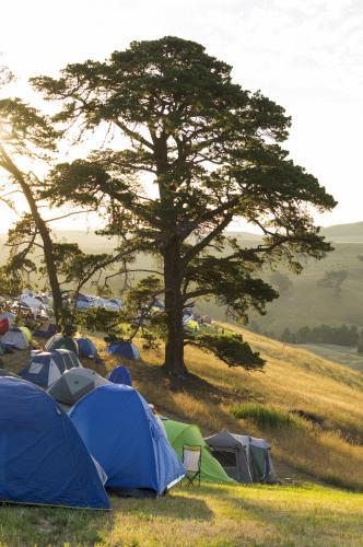 Camping on a farm hill - Australian Stock Image