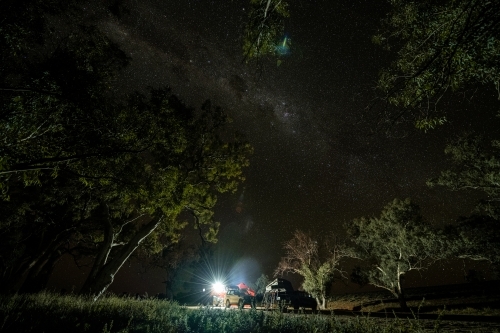 campsite under starry night