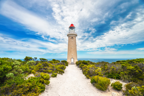 Cape Du Couedic Lighthouse on a day, Kangaroo Island, South Australia - Australian Stock Image