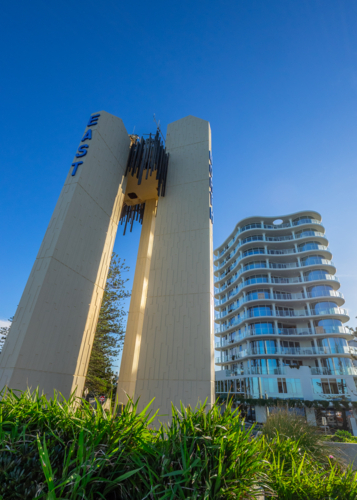 Captain Cook Memorial and Lighthouse, Coolangatta, gold coast, queensland, australia - Australian Stock Image