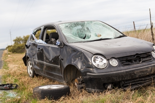 Car damaged in a motor vehicle accident