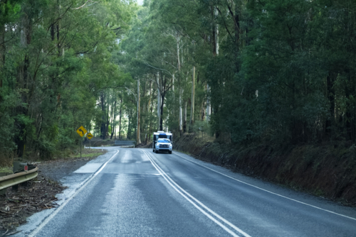 Caravanning near the Black Spur, country Victoria - Australian Stock Image