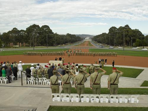Ceremony on forecourt outside the Australian war memorial
