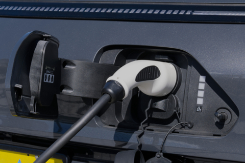 Charging EV electric vehicle - Australian Stock Image