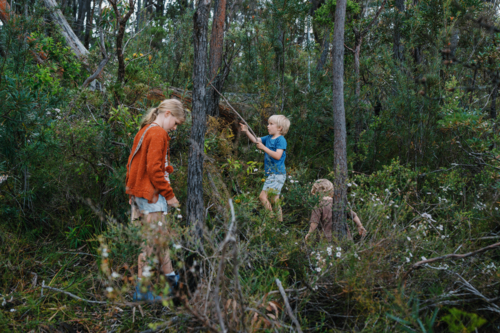 Children exploring Australian Bushland - Australian Stock Image