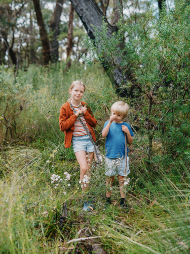 Children exploring Australian Bushland - Australian Stock Image