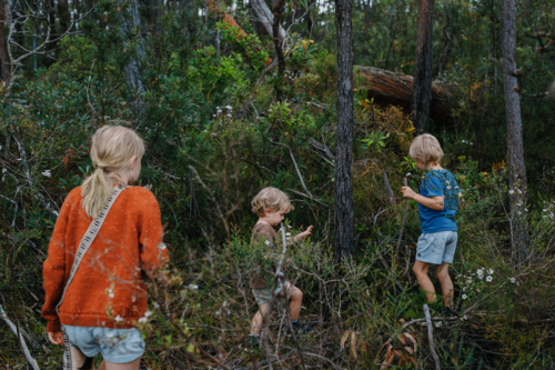 Children exploring Australian Bushland - Australian Stock Image