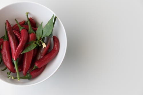 Chillies In A White Bowl - Close Left