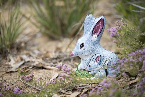 chocolate easter foil bilby in australian bush - Australian Stock Image