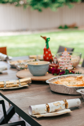 Christmas outdoor table setting - Australian Stock Image