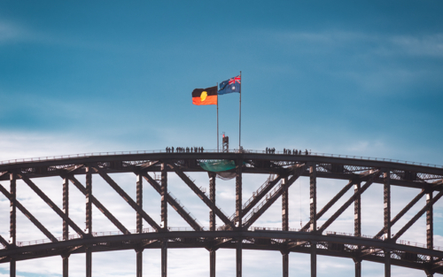 Climbers on the bridge - Australian Stock Image